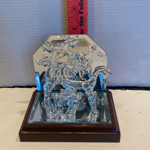 NIB Glass Pair of Horses on Mirror Base - Picture 6 of 7